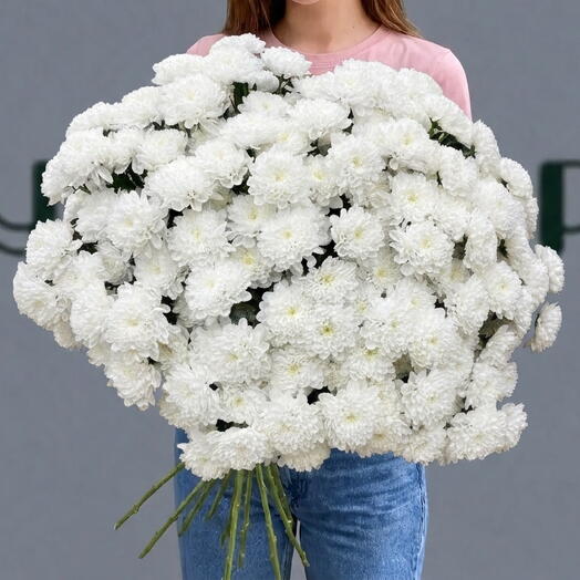 Букет из 25 белых Хризантем