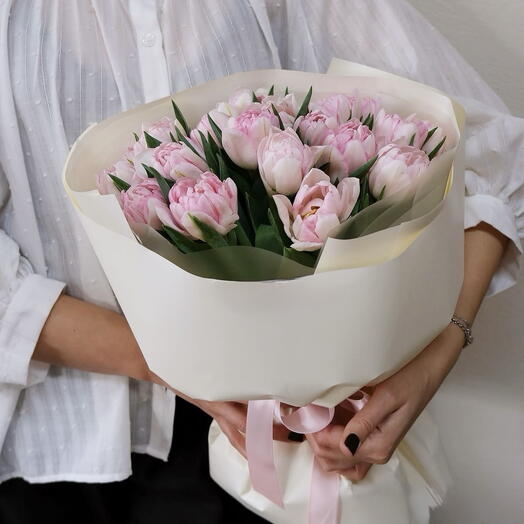 21 розовый пионовидный тюльпан 🌷 в упаковке