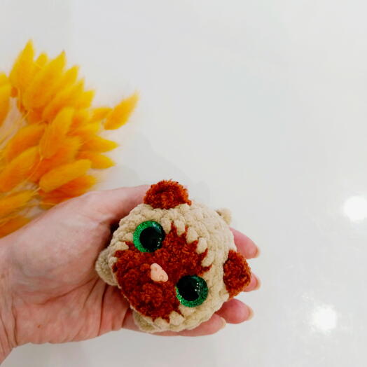 Игрушка мягкая брелок котик сиамский вязаный