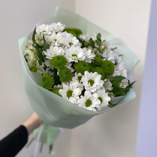 Белый-зеленый с ромашкой 💚🤍