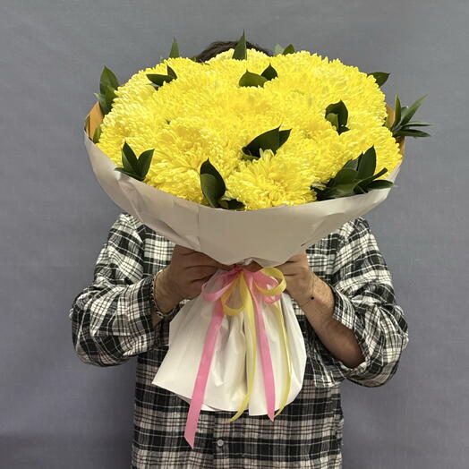 Моно букет из жёлтых хризантем🌼🐣