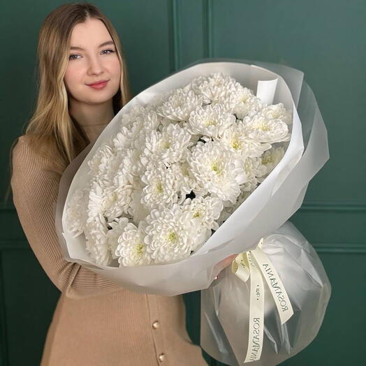 Букет 9 белых хризантем 158