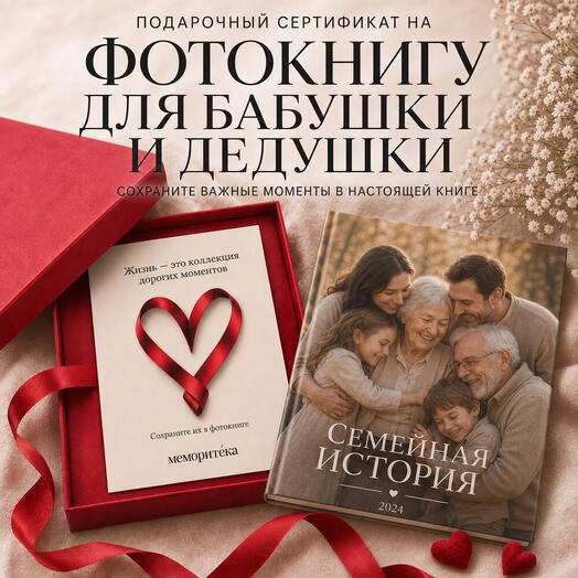 Онлайн сертификат на фотокнигу для бабушки и дедушки