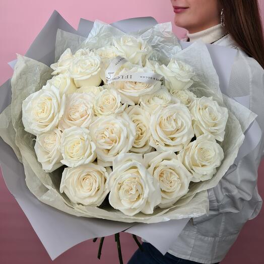 White peony roses 25 pcs