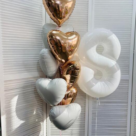 Composition "White gold", 9 balls