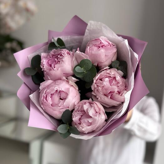 Mono bouquet of peonies Sarah Bernhardt 5pcs