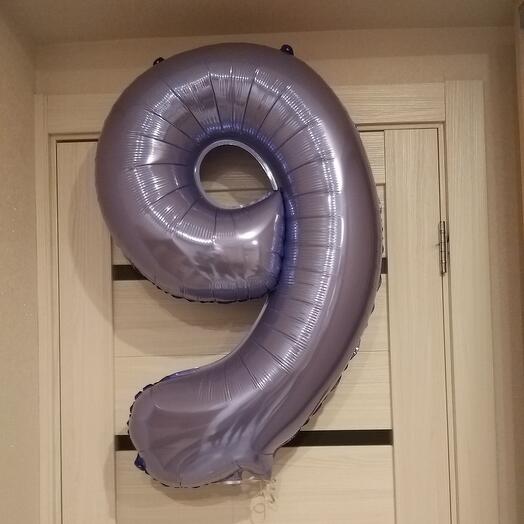 Шар-цифра "9" гелиевый, цвет фиолетовый