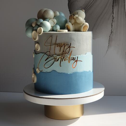 Торт для мальчика с топпером Happy birthday /начинка "Молочная девочка"/