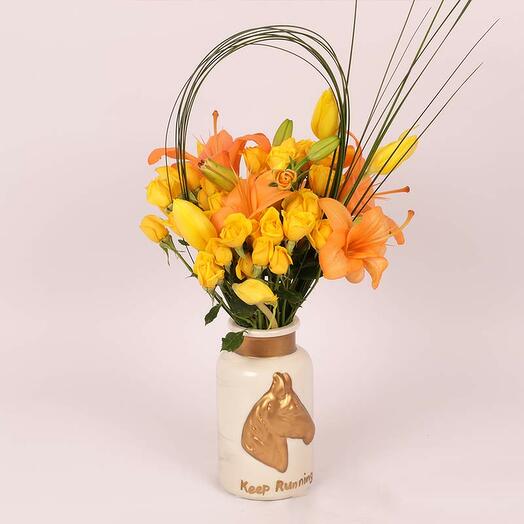 Amber Flowers in Vase