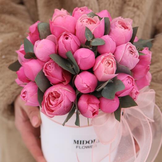 Box Маленькая очаровашка 💝 с кустовой пионовидной розой