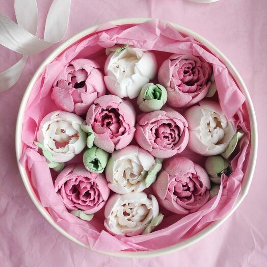Caja de regalo de tulipán rosa y blanco Terry-L