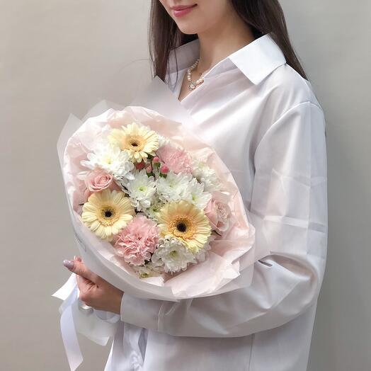 Young spring - a delicate bouquet with germini