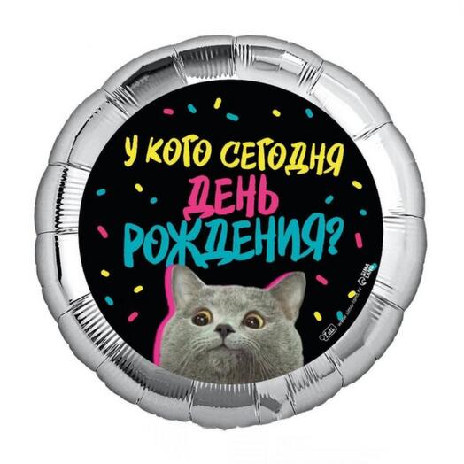 Шар фольгированный "У кого сегодня день рождения?" (ш)