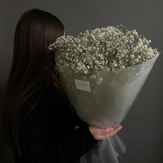 Bouquet with white gypsophila