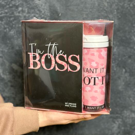 Подарочный набор I m The Boss ежедневник и термостакан
