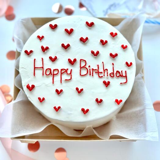 Pastel de cumpleaños Bento con corazones " Happy Birthday