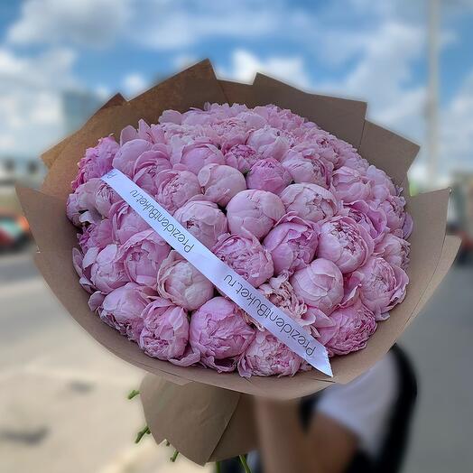 Пионы розовые 51 шт
