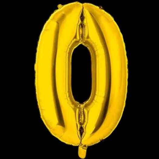 Шар фольгированный цифра "0", 66 см. Золото