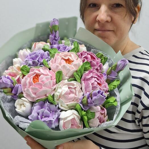 Букет 20см. из зефирных цветов