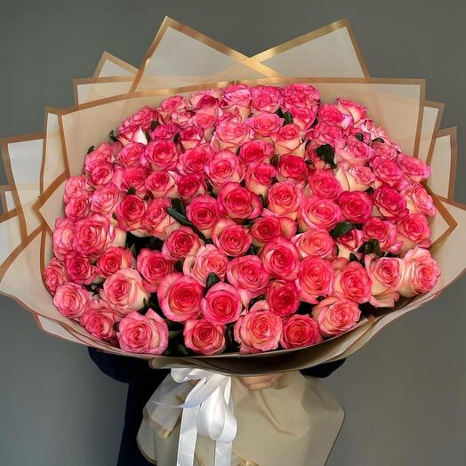 Букет из розовых роз 101 шт