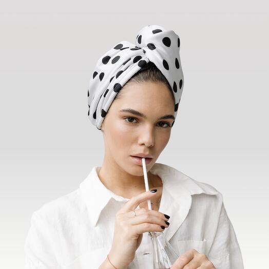 Norma Jeane - Hajszárító turbán hernyóselyemből és mikroszálas anyagból - Ajándék, amit még soha nem kapott