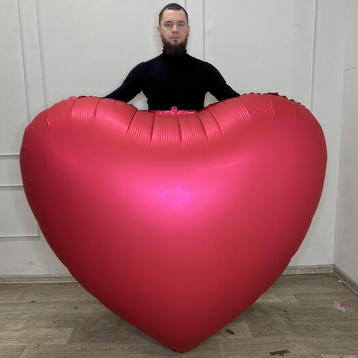 Фольгированный воздушный гелиевый шар-гигант сердце красное 176 см