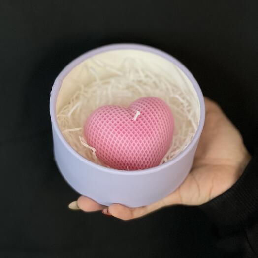 Свеча ручной работы Сердце в подарочной коробке