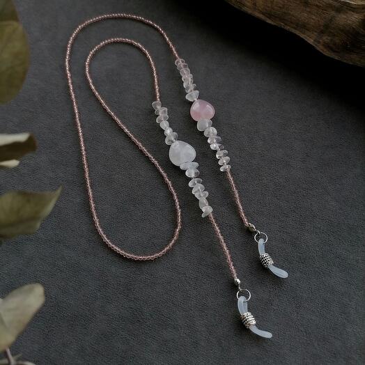 Цепочка для очков/аэрподов с розовым кварцем