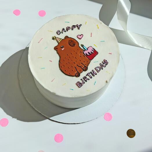 Торт 1 кг с капибарой на день рождения "Cappy birthday"