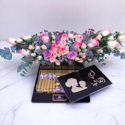Darling Mom Acrylic Flower   Chocolate Box – Pink Roses   600g Belgian Sweets