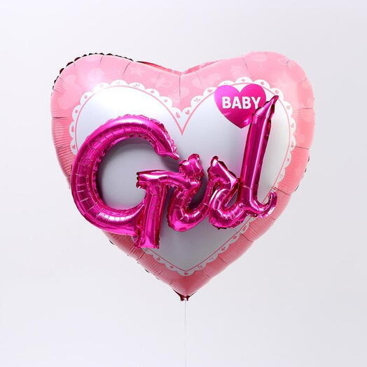 Воздушный шар гелий сердце «ЭТО ДЕВОЧКА». розовый. Foil helium balloon heart ITS A GIRL