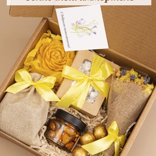 Set de regalo "Sunny immortel" como regalo para una mujer, maestra, maestra en su cumpleaños, 8 de marzo