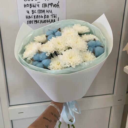 Хлопок и хризантема 💙