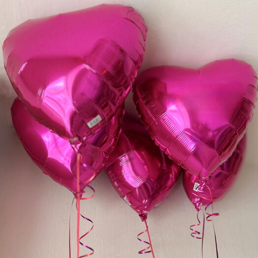 Шары сердца под потолок 5шт «Пион»