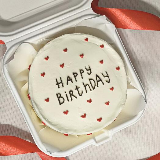 Бенто-торт на день рождения с красными сердечками  happy birthday  торт девушке, парню, подруге, маме, сестре, любимой