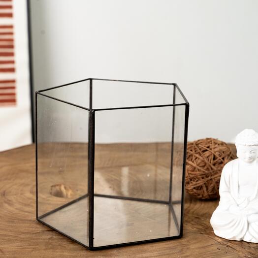 Стеклянное кашпо для цветов , прозрачный горшок 12 см