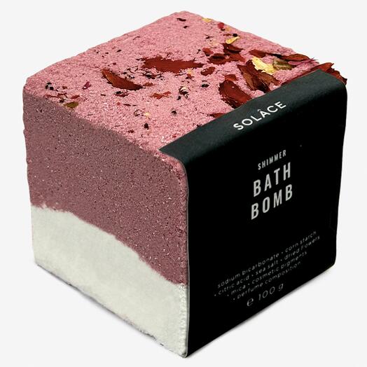 SOLACE Бомбочка для ванны "Роза" с морской солью, шиммером и сухоцветами