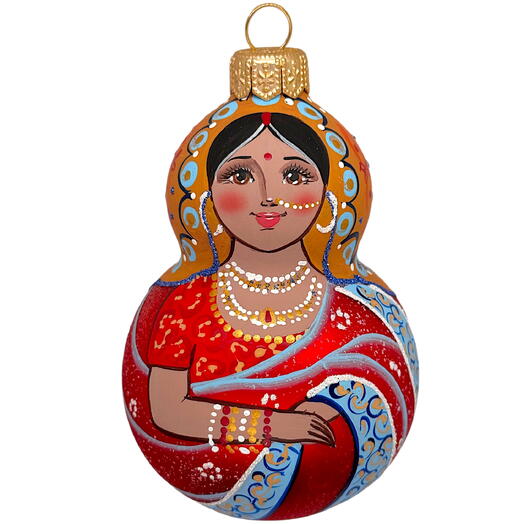 Ёлочная игрушка "Индианка" (Винтажный шар)