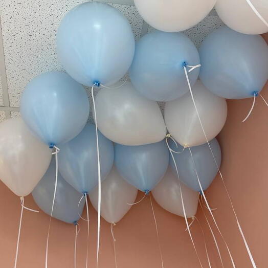 Шары под потолок 15 шт голубые и белые