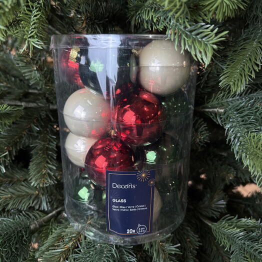 Набор ёлочных Шариков 20 шт 💚️🤍