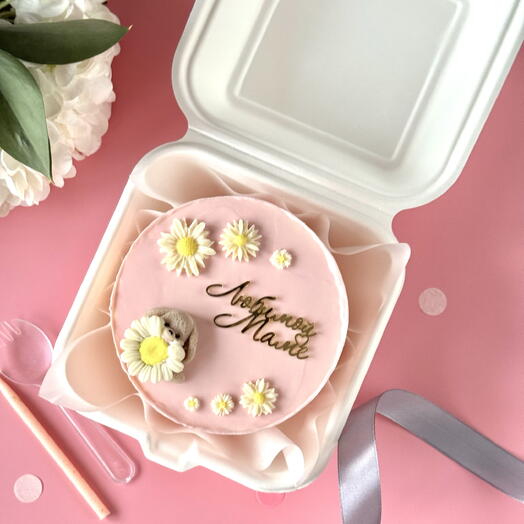 Бенто торт на День матери «Любимой маме» с зайкой