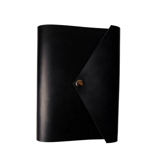 Кожаный блокнот А5 Чёрный "На кнопке"