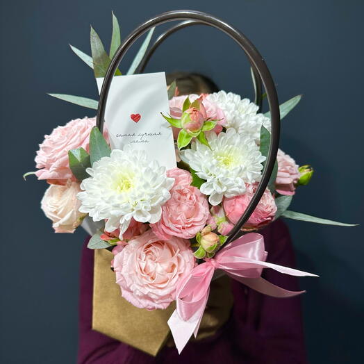 Пион розы и хризантемы в коробке 🎀