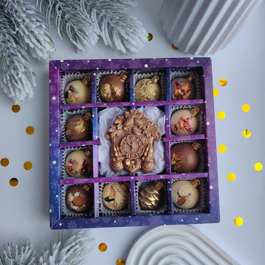 Новогодний набор шоколада 🎄 часы+елочные шары ❄️