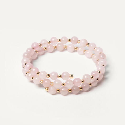 Браслет Самшит Розовый кварц 14K 19 см (BRA1149)