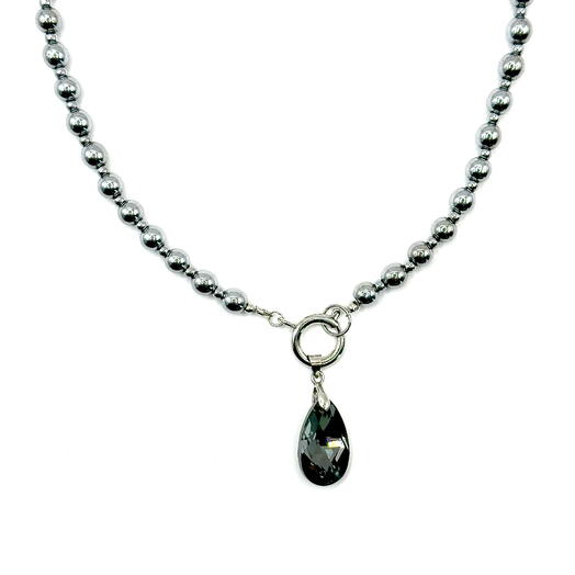 Колье из гематита с кристаллом Swarovski Silver Night