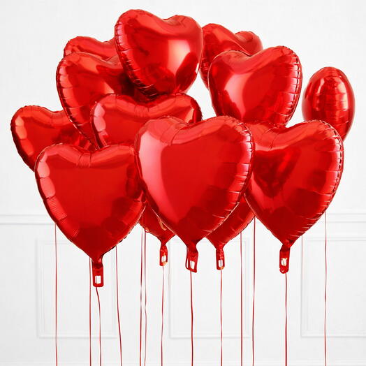 Red foil heart baloons set