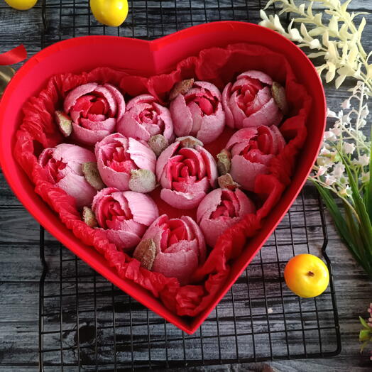 Коробка Зефира Сердце Пунцовое