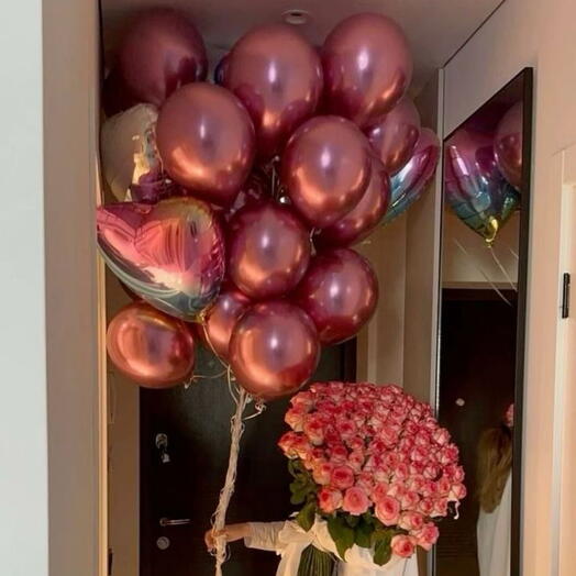 Комбо набор роза и шар геловый