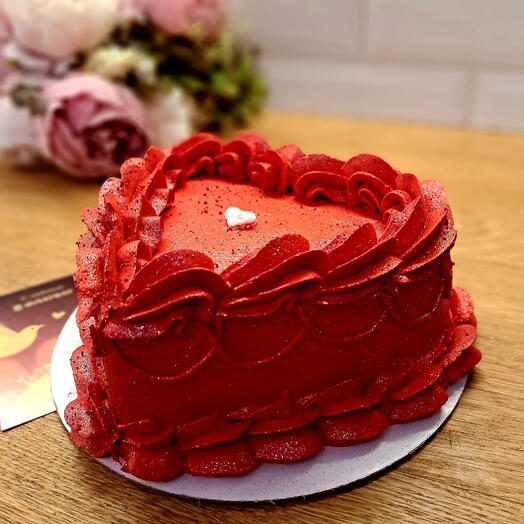 Торт Алое сердце с мирцающими блестками 1кг жене, девушке, парню, мужу